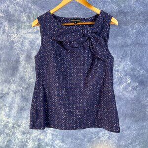 Banana Republic Blue Pink Boucle Top w/ Bow Sz M
